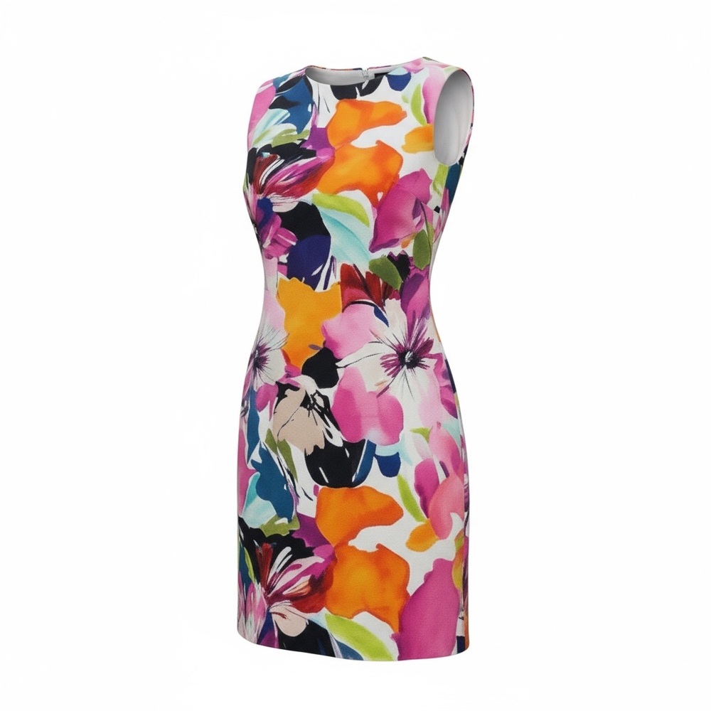 Alyx Orange Pink Sleeveless Sheath Mini Dress - Picture 2 of 8